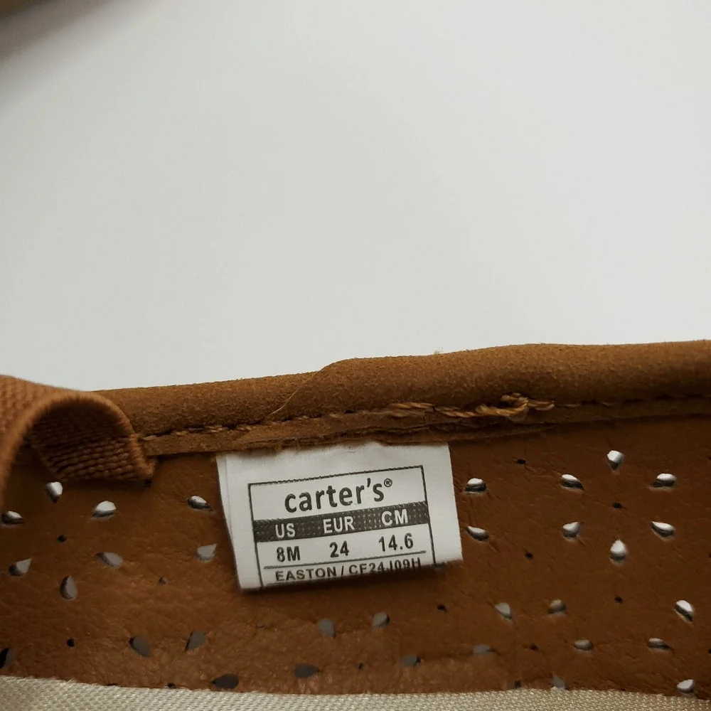 Carter's Easton SIZE 8 Girls Heart Cutout Ballet Flat Shoes Warm Tan